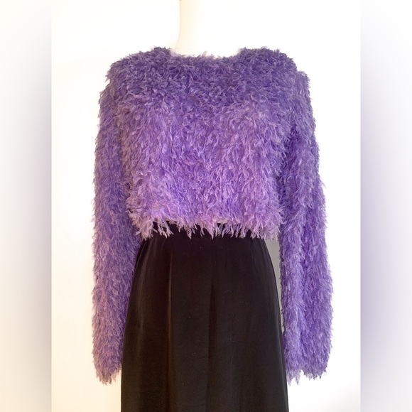 Zara Feather Effect Purple Sweater - Size US S - Picture 2 of 6